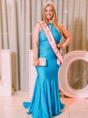 Johnathan Kayne Sky Blue Halter Mermaid Prom/Pageant Dress